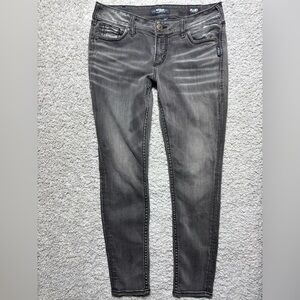 Silver Jeans Womens 32 Suki Mid Rise Skinny Black Fluid Denim Big Stitch Pockets
